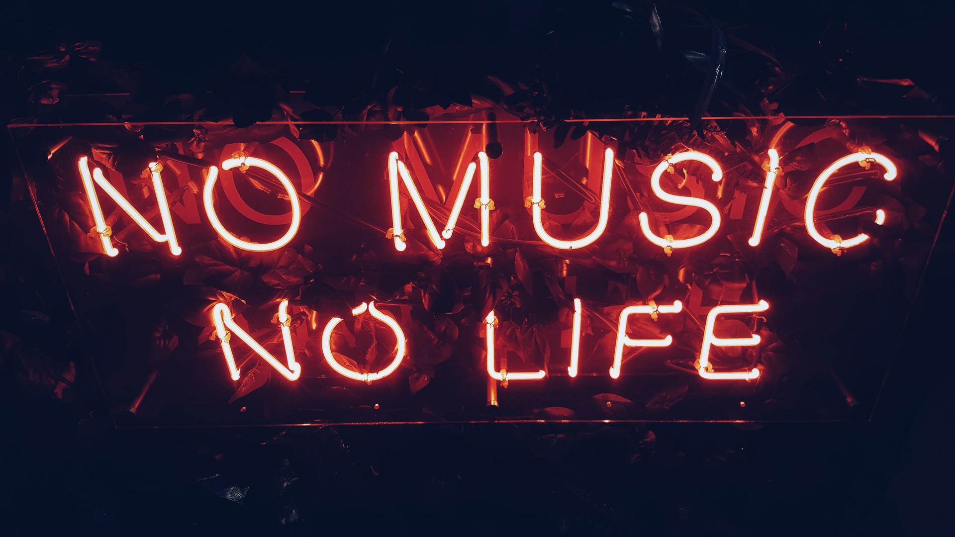 Neonschriftzug "no music no life"