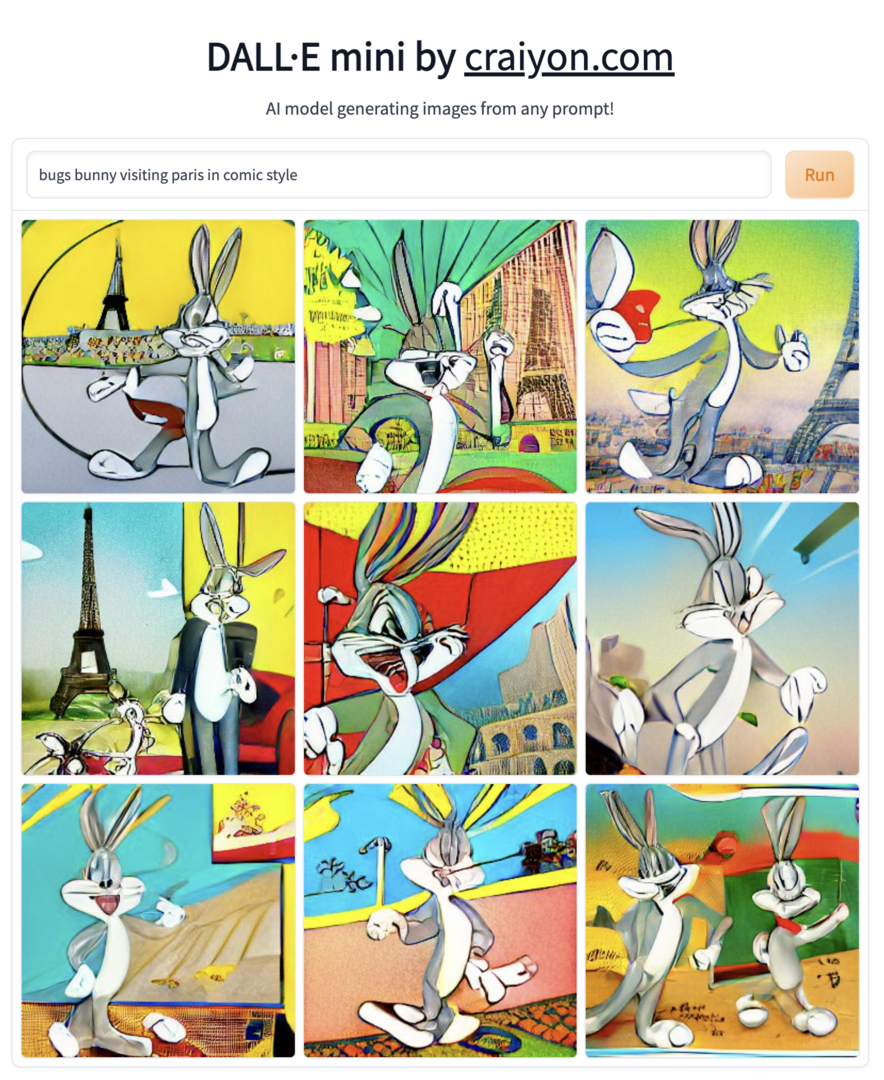 Von KI erstelltes Bild von Bugs Bunny in Paris