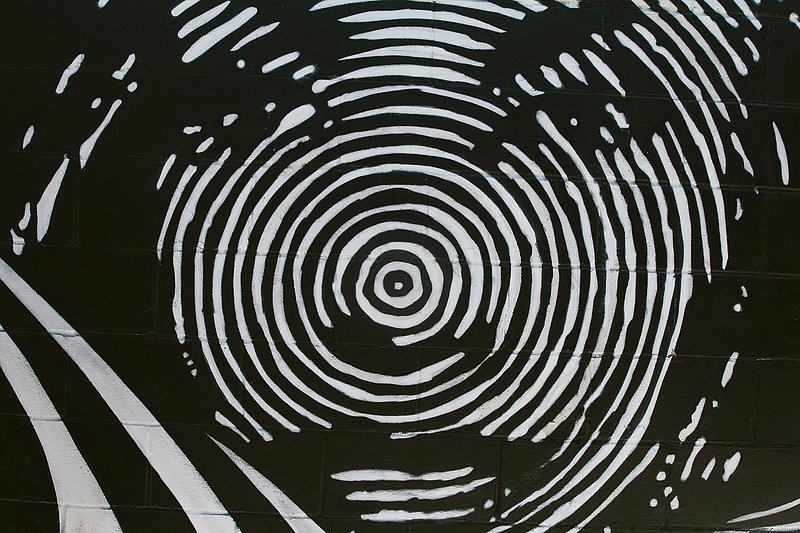 Grafik von einem Fingerabdruck in schwarz weiß