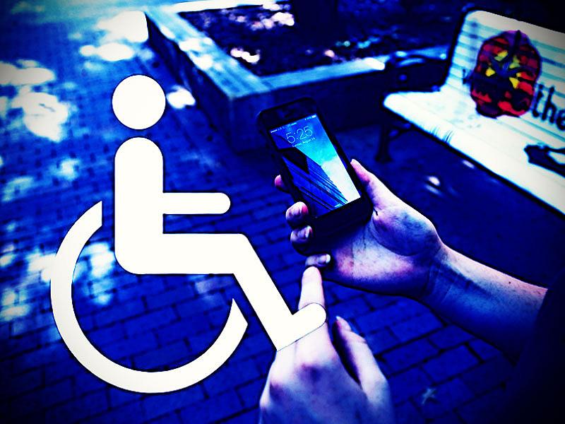 Smartphone und Rollstuhl-Zeichen