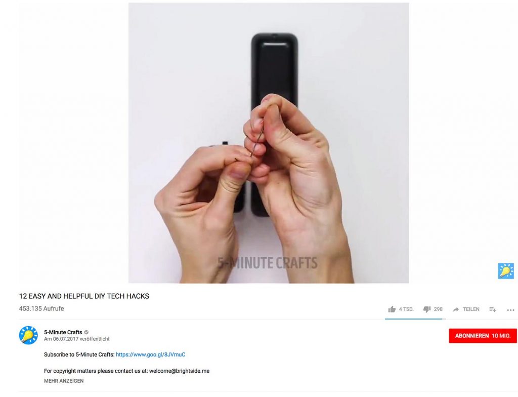 5-Minutes-Crafts auf YouTube
