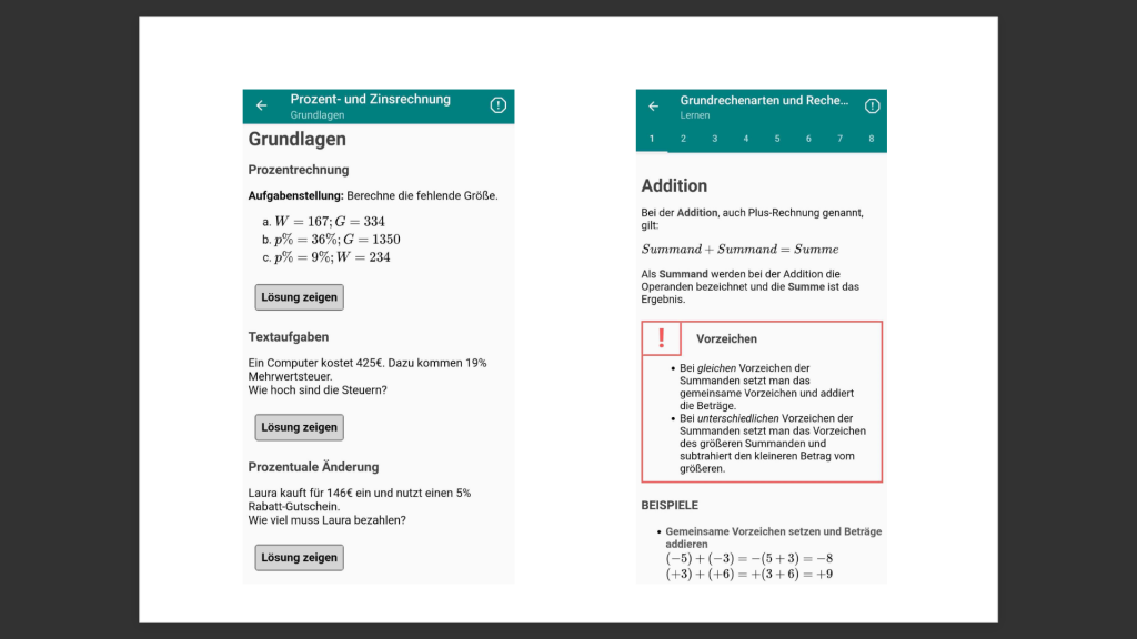 Screenshots einer App