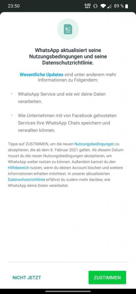 WhatsApp AGB Screenshot