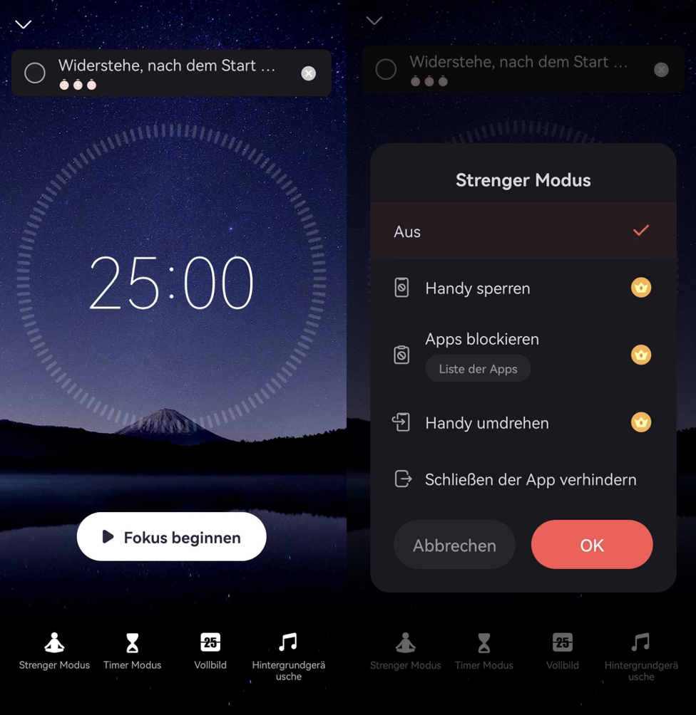 Screenshot aus der App Focus to do
