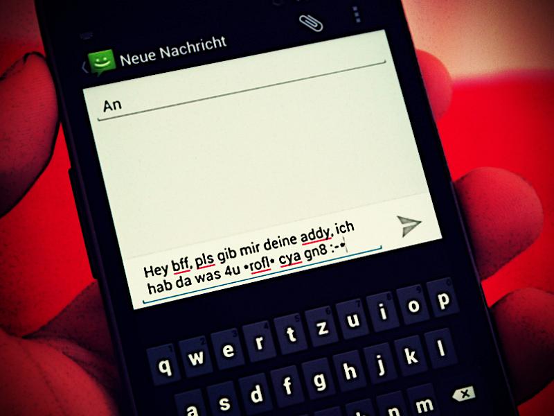 SMS mit Beispiel für Handysprache