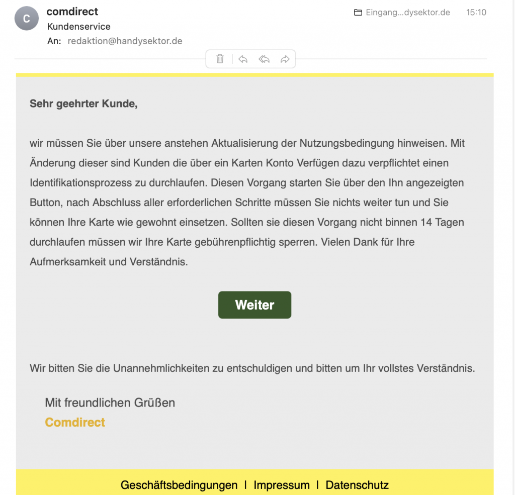 screenshot: spammail