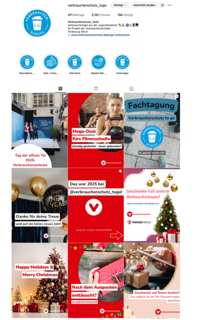 Screenshot von der Instagram-Seite von verbraucherschutz_togo